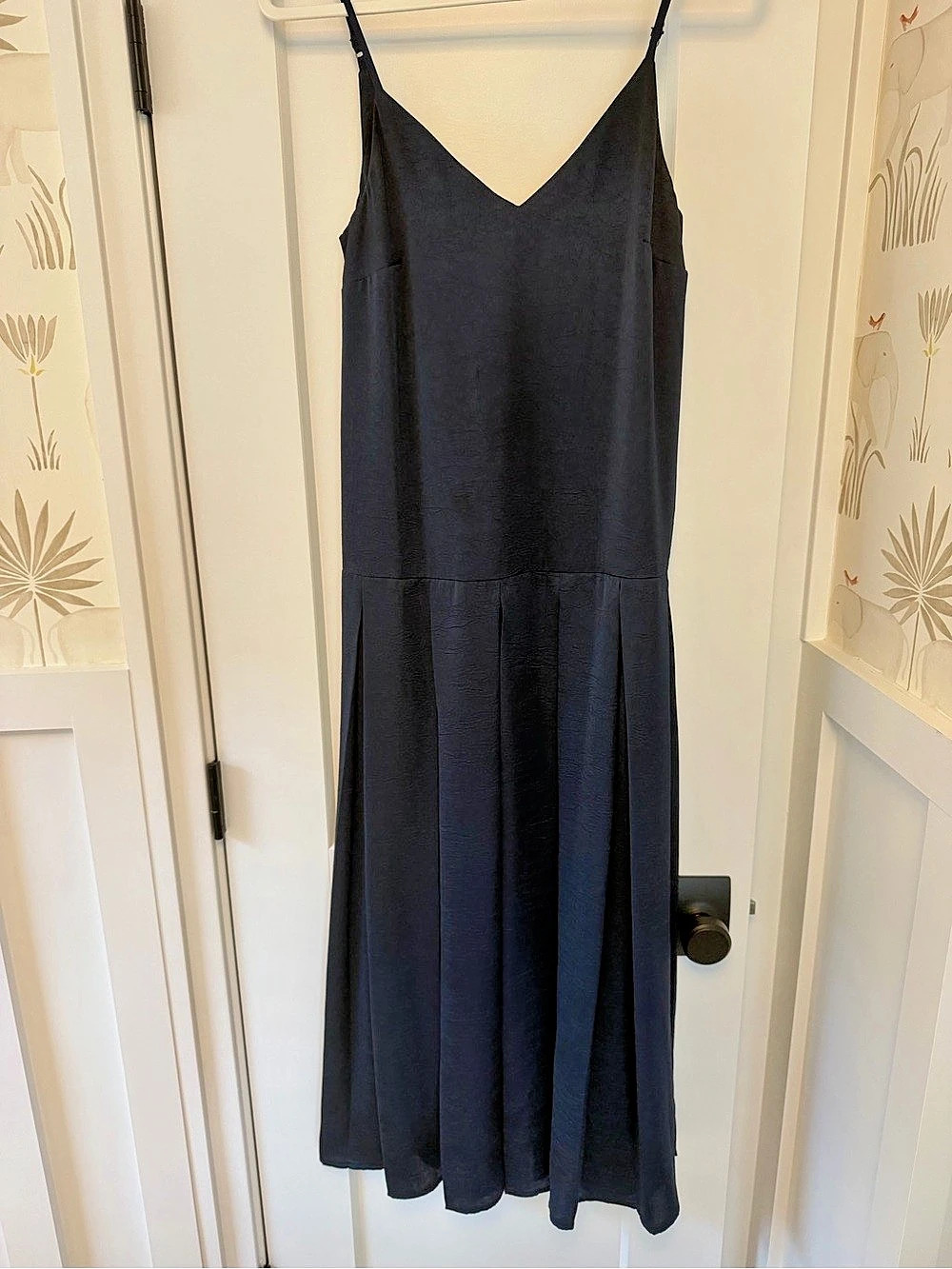 Future Collective the Label Satin Pleated Drop Waist Maxi Dress Black